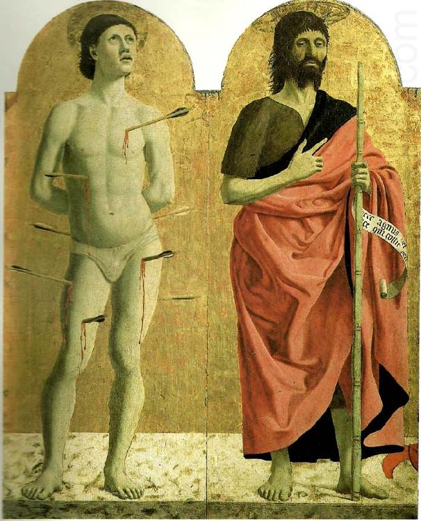 sts sebastian and john the baptist from the polyptych of the misericordia, Piero della Francesca